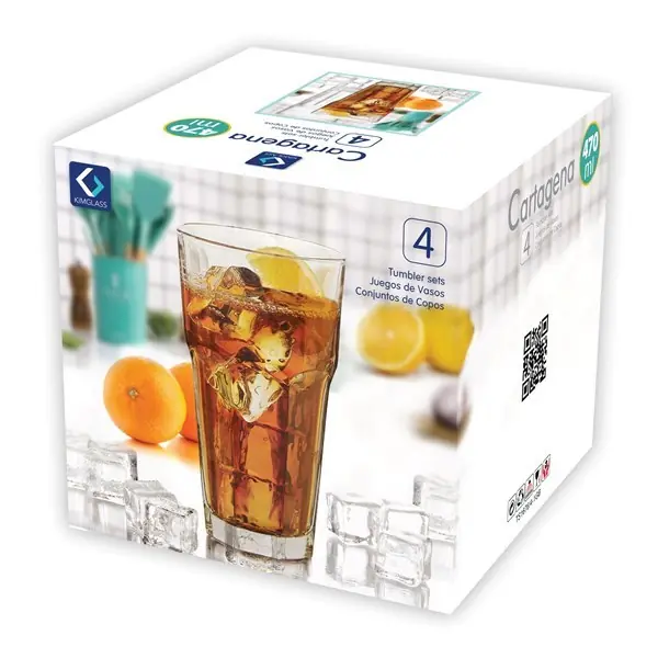 Vaso de vidrio 470ml x4