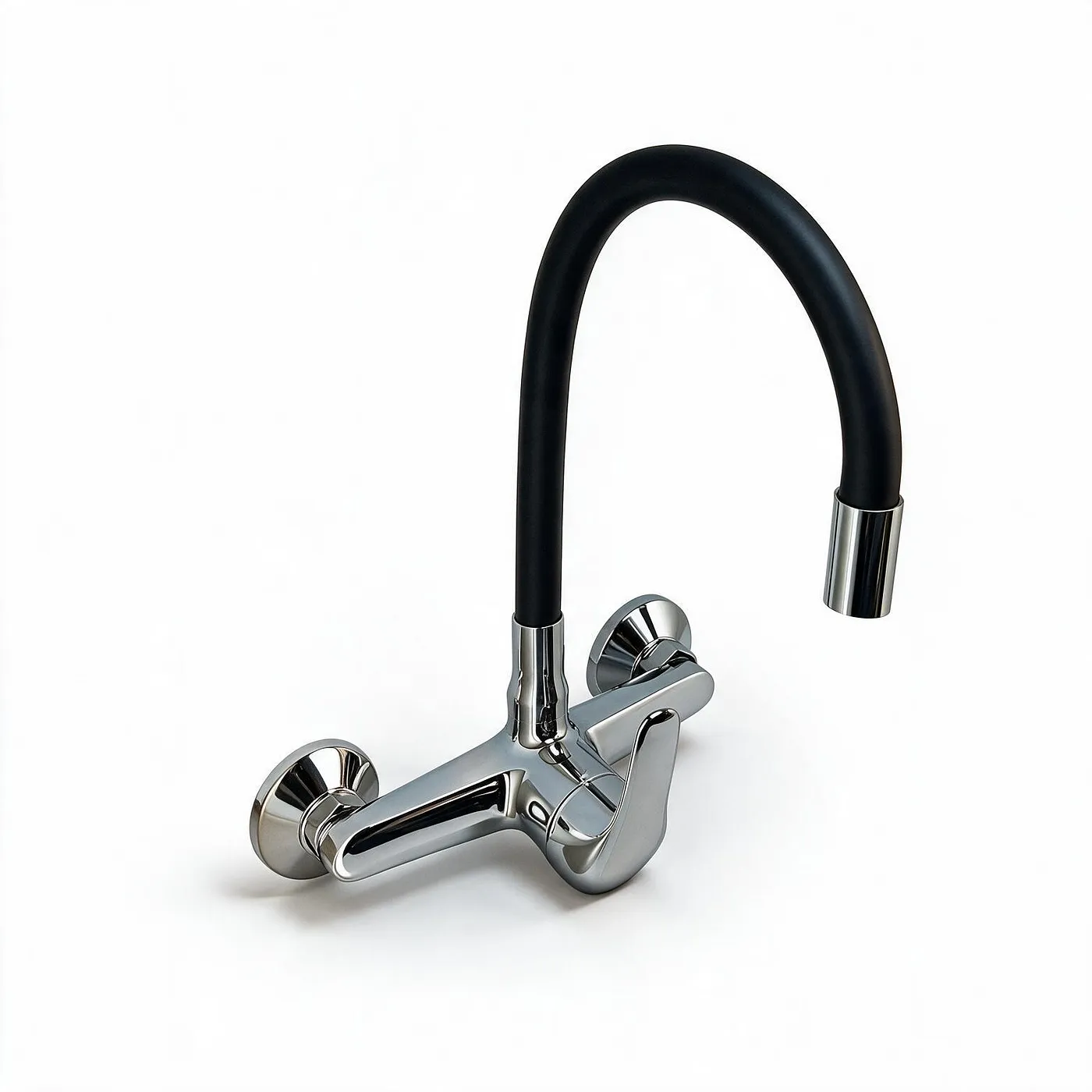 Monocomando cocina pared 20cm pico flexible negro Wico