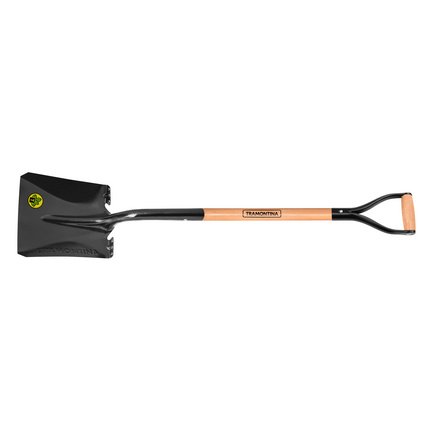 Pala cuadrada, mango de madera y puño de metal
