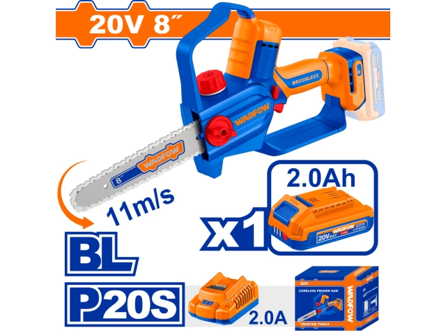 MINI MOTOSIERRA A BATERIA 20V 8" + BATERIA 2.0AH + CARGADOR WADFOW