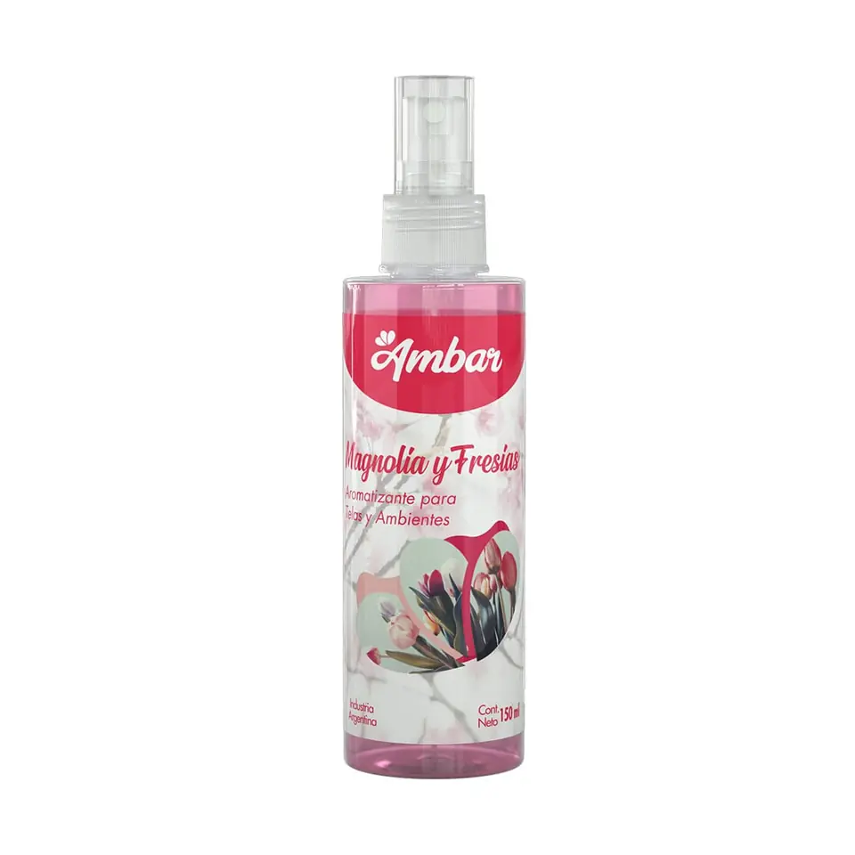 Textil magnolia y fresias ámbar
