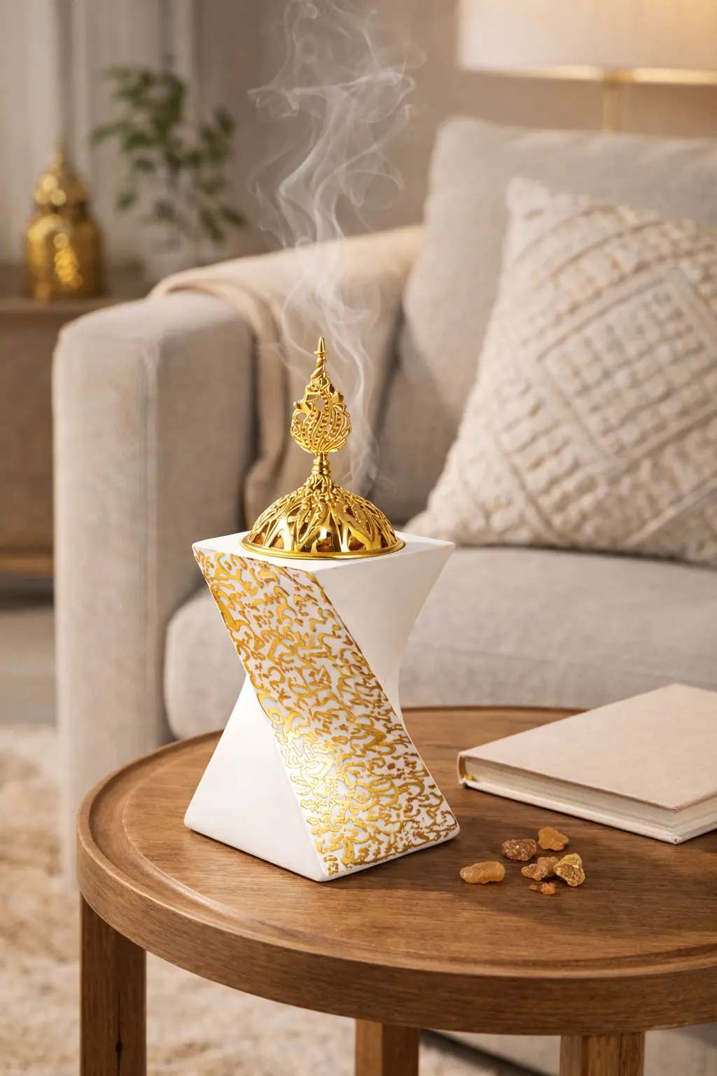 QUEMADOR INCIENSO ARABE CON TAPA METAL DIFUSOR AROMATICO