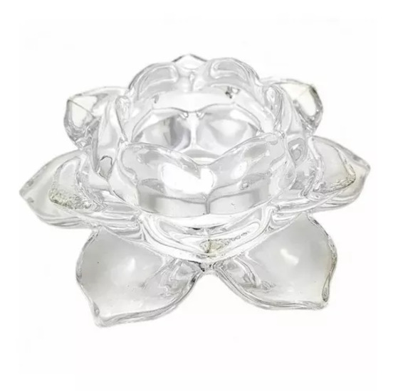 PORTA VELA CRISTAL FLOR DE LOTO 9 X 5 CM