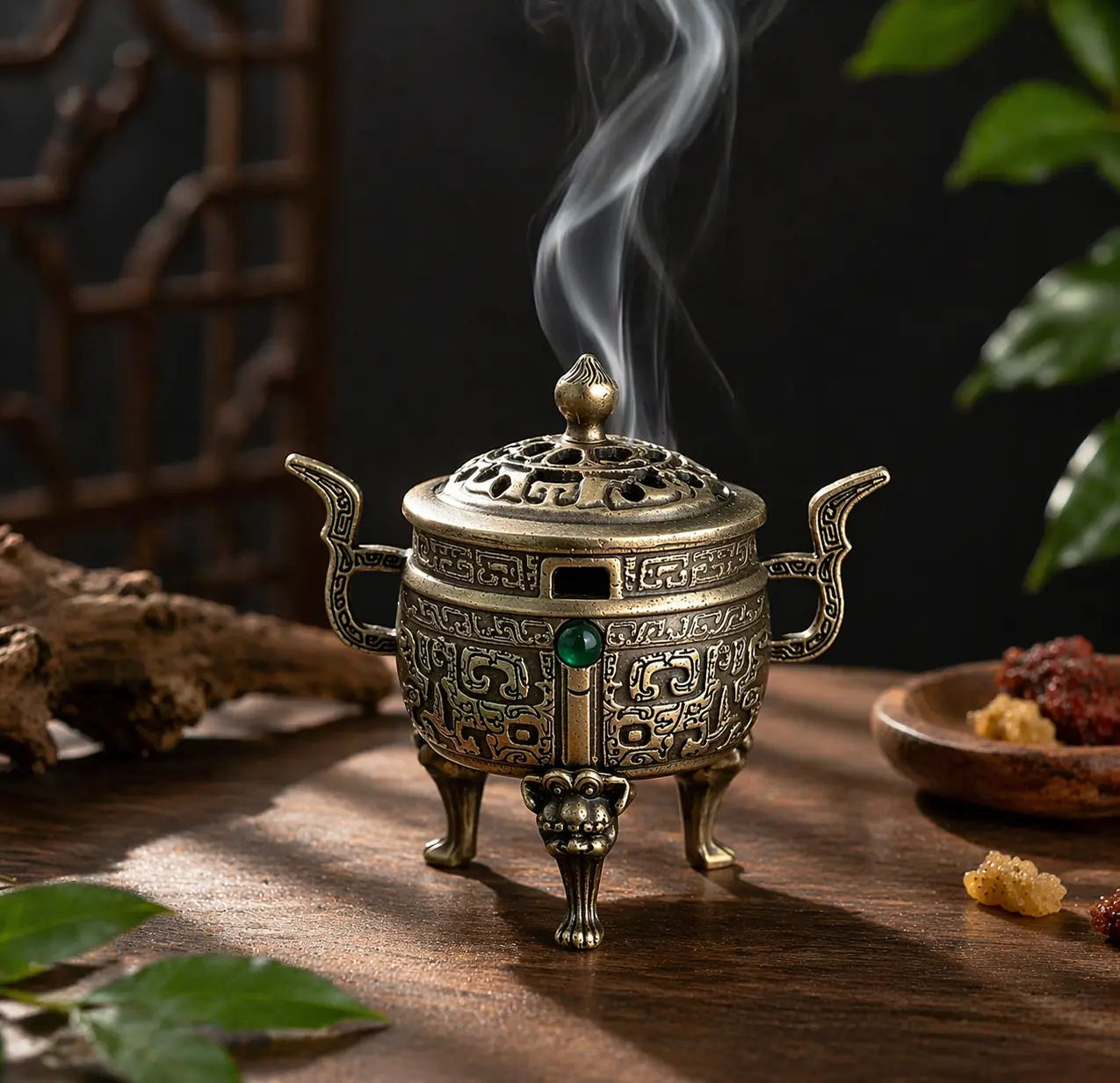 QUEMADOR DE INCIENSO DE COBRE ESTILO ORIENTAL