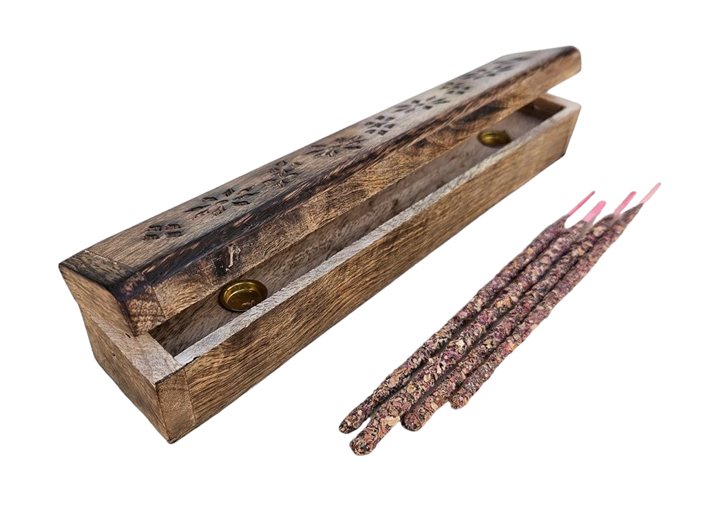 PORTA GUARDA SAHUMERIOS DE MADERA CON DISEÑO 31 X 6 X 6