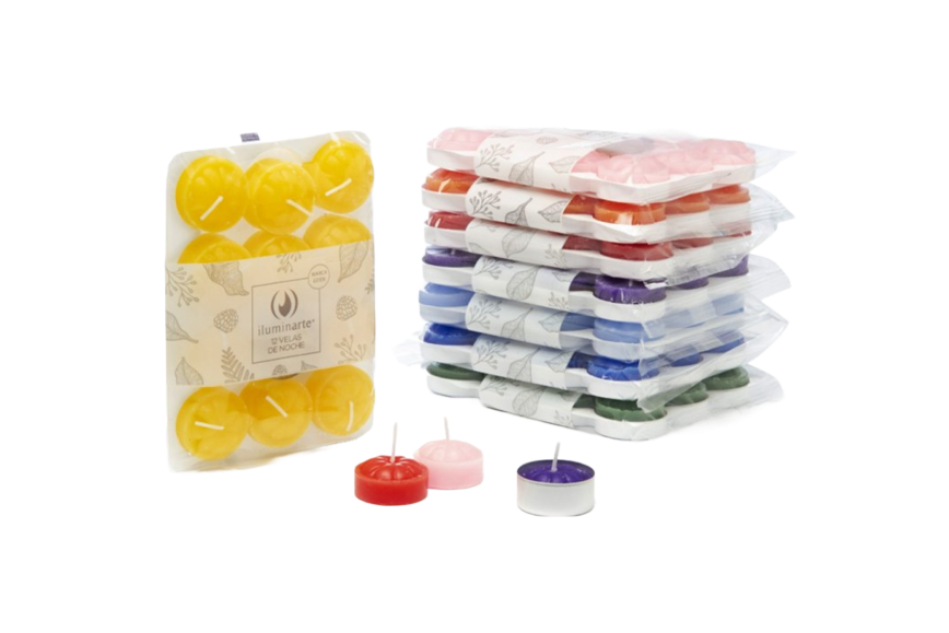 VELAS DE NOCHE COLOR ILUMINARTE  X 12 U (1 LATITA)