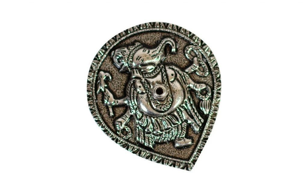 PORTA SAHUMERIOS GANESHA CLASICO METAL PLATA