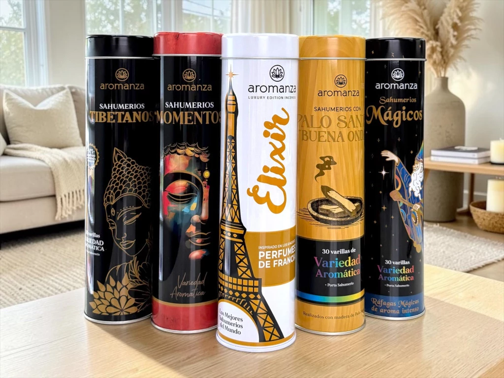 SAHUMERIOS EN LATA COLECCIONABLE AROMANZA + PORTA SAHUMERIO