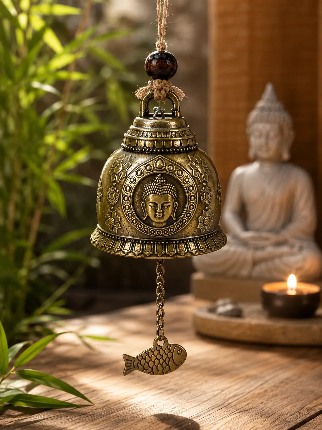 CAMPANA BUDISTA FENG SHUI COLGANTE BUDA METAL