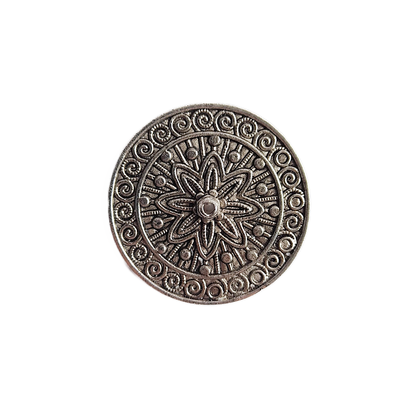 PORTA SAHUMERIOS MANDALA FLOR DE LOTO METAL PLATA