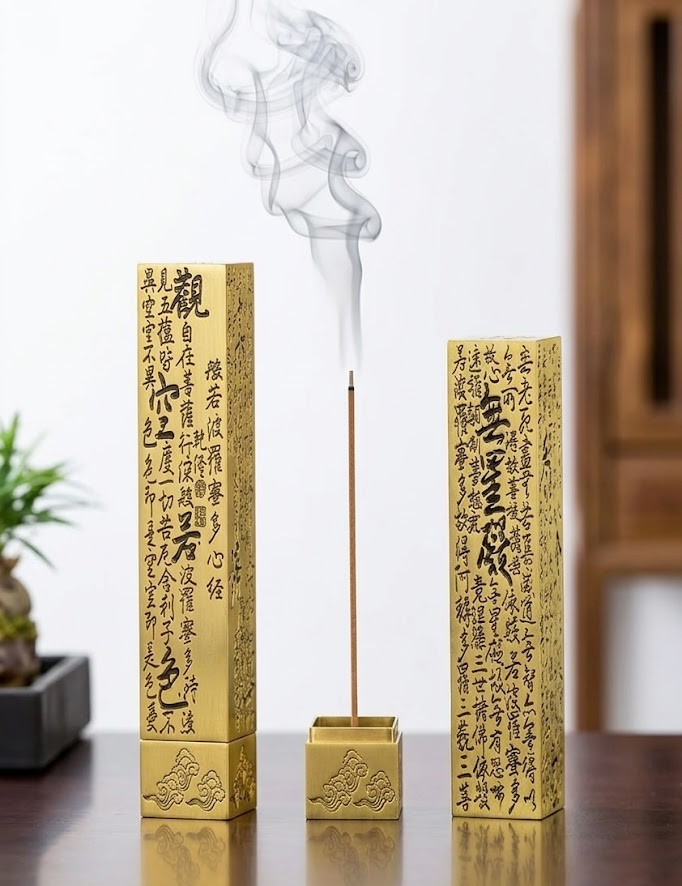 PORTA INCIENSO  SAHUMADOR ZEN BRONCE TALLADO