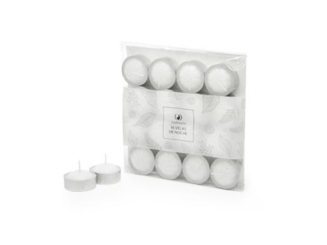 VELAS DE NOCHE BLANCA ILUMINARTE PACK X 16 U (16 LATITAS)
