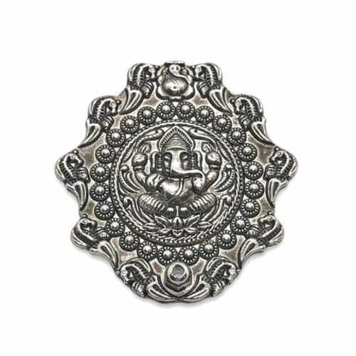PORTA SAHUMERIOS GANESHA METAL PLATA C/ RELIEVE