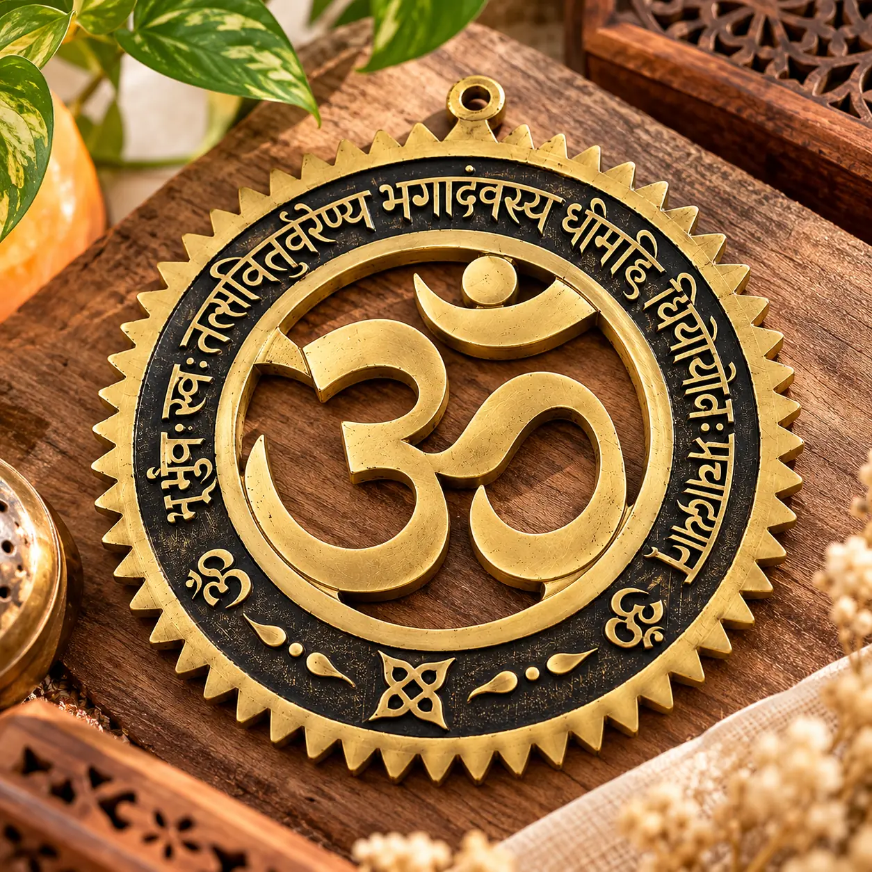 COLGANTE RUEDA OM DECORATIVA CON MANTRA