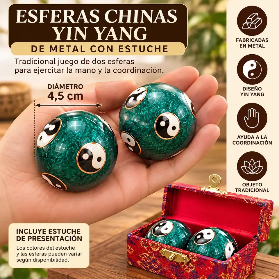 ESFERAS CHINAS BAODING MASAJE YAN YANG CON ESTUCHE