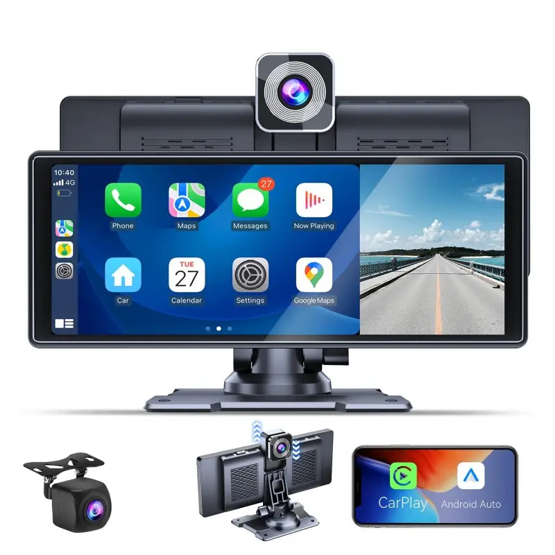 Pantalla CarPlay Android Auto 10.26" + Cámara Delantera 4K + Cámara Reversa Full HD