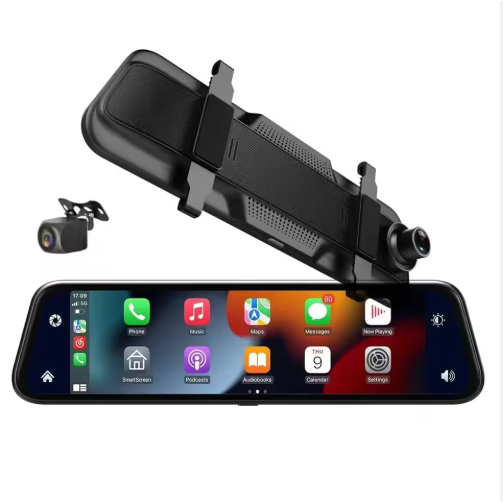 Espejo Inteligente 9.66'' CarPlay Android Auto Wireless DVR Doble Cámara HD