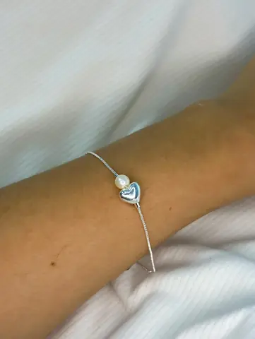 Pulseira coração & pérola