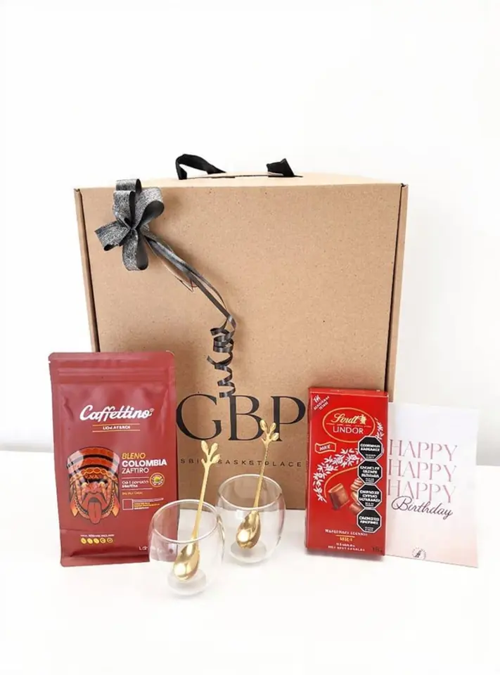 Gift Box Café y Chocolates Lindt con Pocillos y cucharitas de diseño