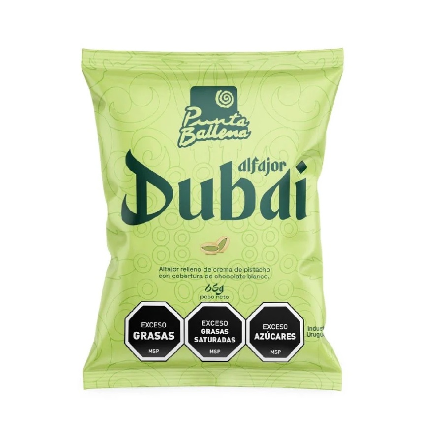 Alfajor Dubai PUNTA BALLENA Relleno de Crema de Pistacho 65 g