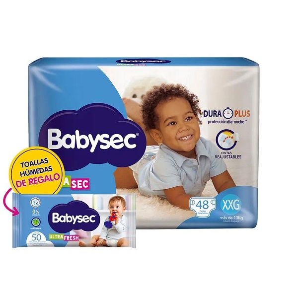 Pañal Babysec Ultra Jumbo Talle Xxg X48 + Toallas Húmedas Ultra X50