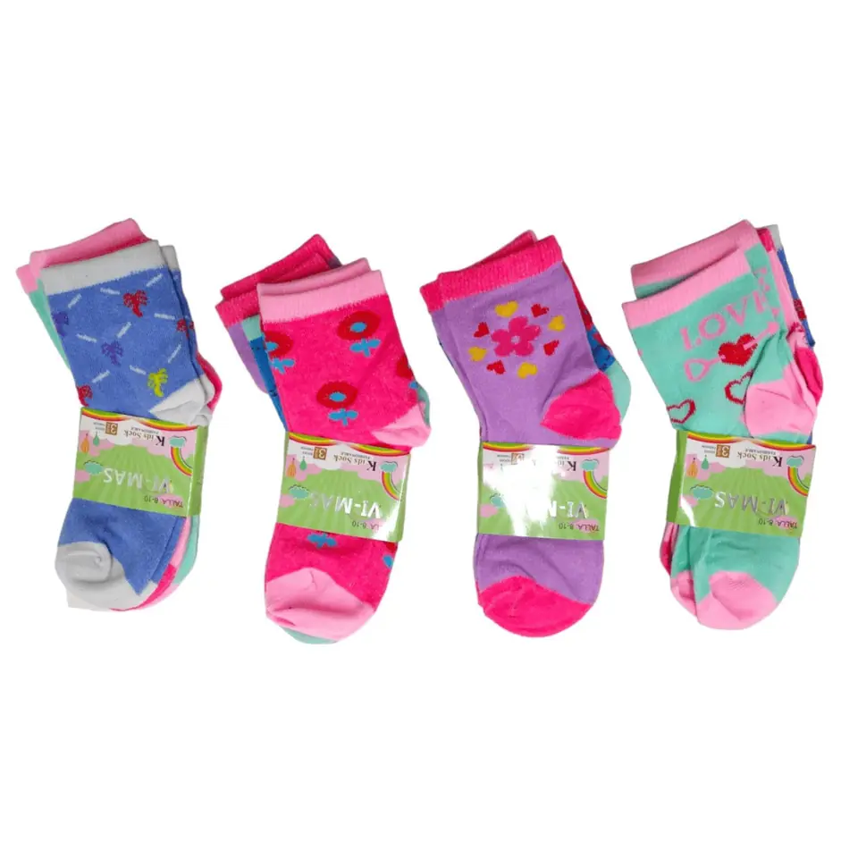 Soquetes para niñas de 8-10 pack x 3u