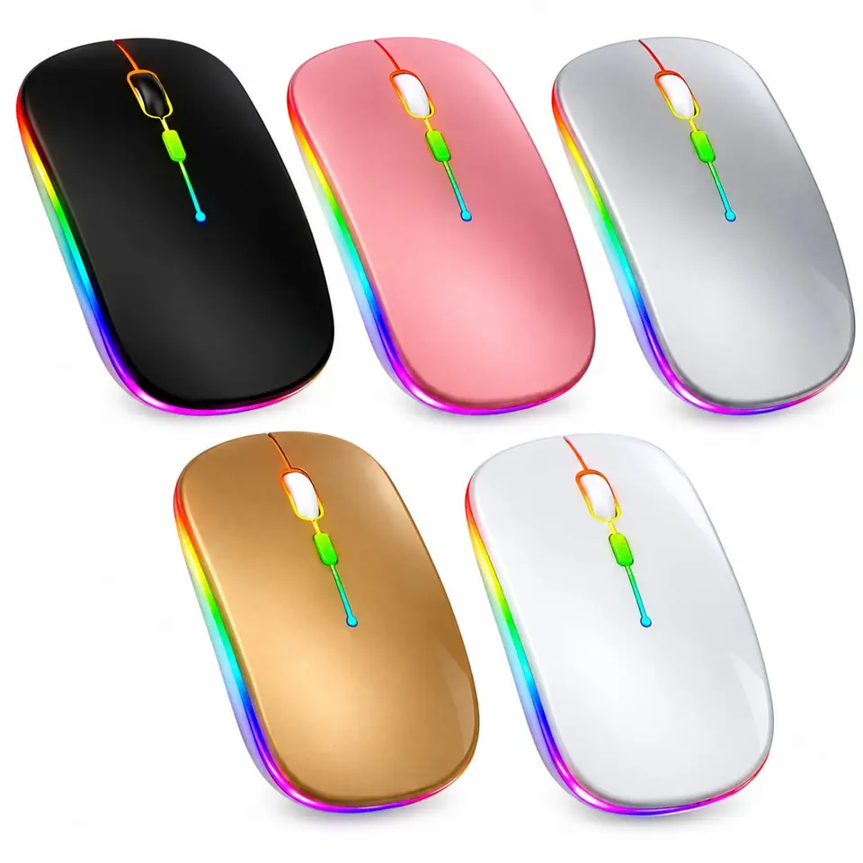 Mouses Inalámbricos Recargables con luces LED RGB