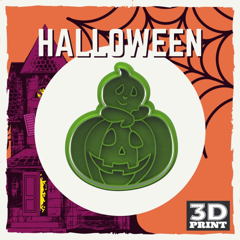 Cortante Calabaza con Fantasma Halloween