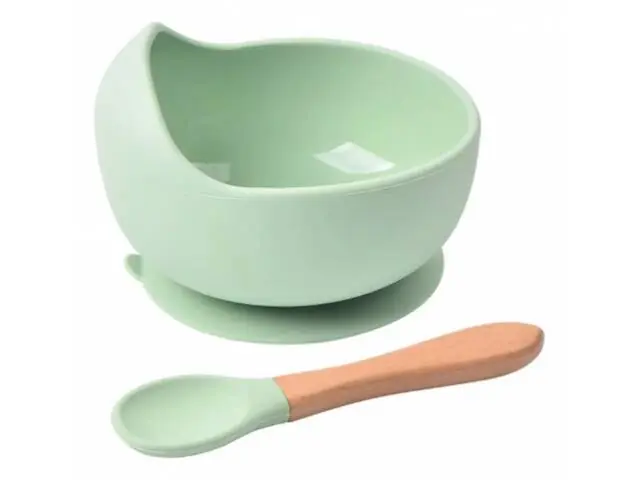 Bowl Plato Para Bebés Silicona Base Antideslizante + Cuchara