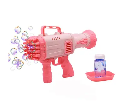 Pistola Tipo Bazooka Ametralladora Burbujero 32 Agujeros Rosada