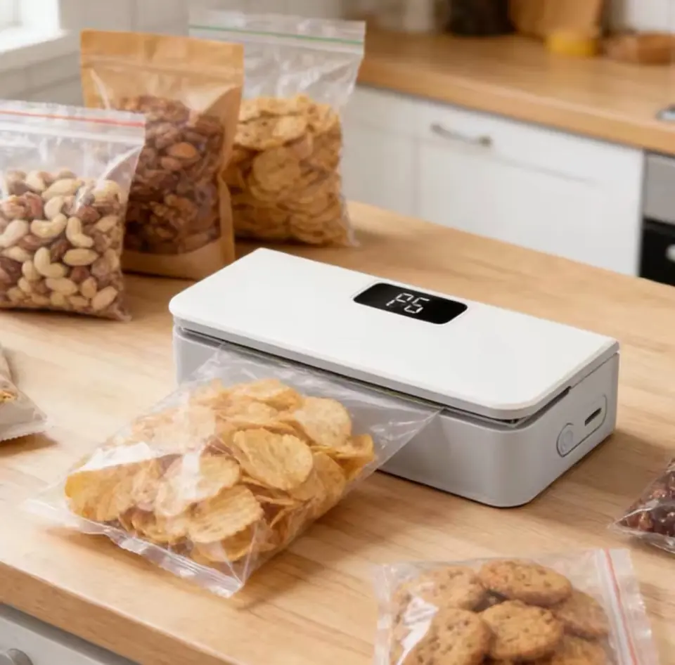 Mini Sellador Y Cortador De Bolsas Recargable Usb Magnético Alimentos