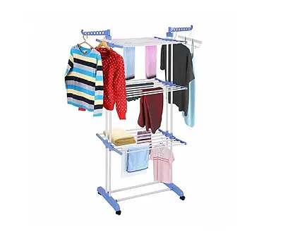 Tendedero Plegable Ropa 6 Alas 3 Niveles C/ Ruedas Vertical