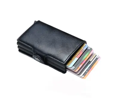 Porta Tarjetas Billetera Doble Tarjetero Metal Bloqueo Rfid Anti Clonación