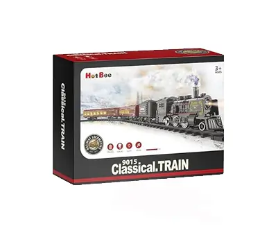 Juego Tren Con Vapor Luz y Sonido Realista Locomotora y Vagones A Pilas