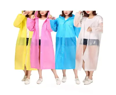Pilot de Lluvia Capa Impermeable Con Botones Y Capucha Unisex