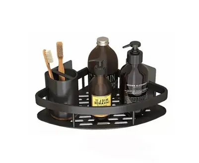 Estante Esquinero Baño Ducha Metal Adhesivo Negro