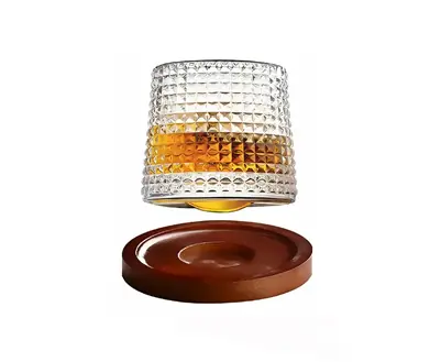 Vaso de Whisky Con Vaso de Madera con Cristal Giratorio