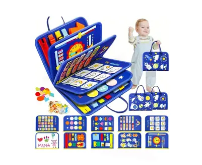 Estuche Libro Sensorial Actividades Niños Bebes Fieltro Con Inglés