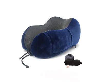 Set De Viaje Almohada Cuello + Cubre Ojos + Tapones Oidos