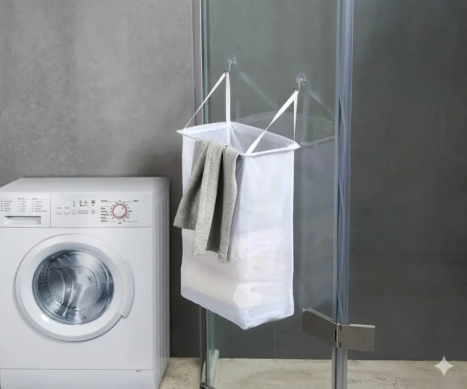 Cesto De Tela Para Guardar Ropa Sucia Organizador Multiuso Adhesivo De Colgar