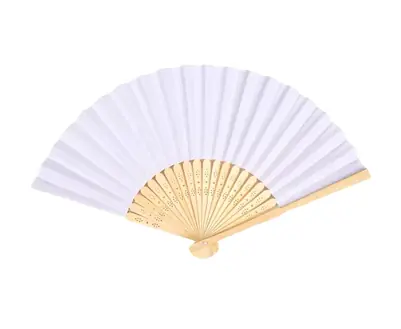 Abanico De Bamboo y Papel Liso Ideal Verano Calor