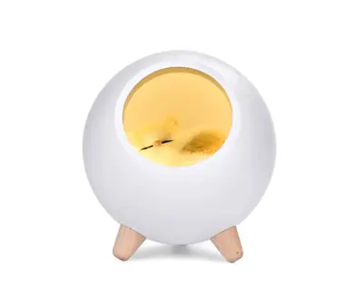 Velador Luz Led Con Gatito Dormido 13cm Super Suave Recargable Usb