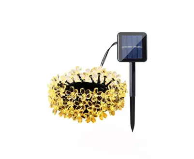 Guirnalda Panel Solar Luces Led Calida Flores