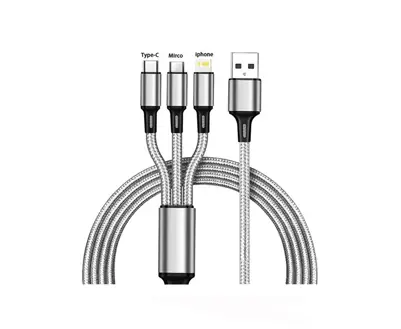 Cable 3 En 1 Usb C Micro Usb Ligntning Carga Rápida 3a Reforzado 1m