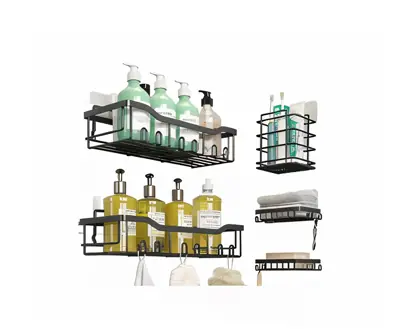 Set X5 Estantes Organizador Ducha Baño Jabonera Con Adhesivo