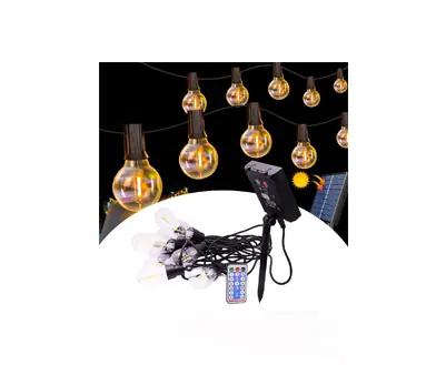 Guirnalda de Luces Led Calidas Vintage Con Control Panel Solar