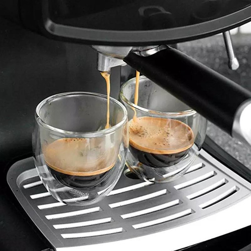 Set 2 Vasos 250ml De Vidrio Doble Pared Té Café Sin Asa