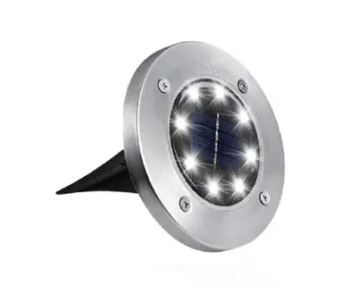 Foco Luz Solar Para Jardín Piso Embutir 8 Led