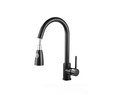 Monocomando Canilla Grifo Cocina Mezclador Con Pico Flexible Negra