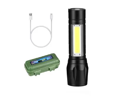 Linterna Led Recargable Usb Metálica Zoom Resiste al  Agua